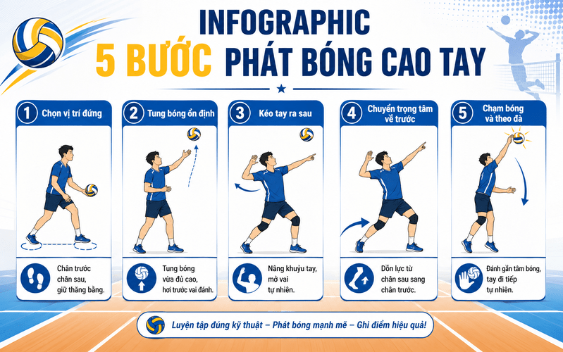 Người mới nên học cách phát bóng chuyền mạnh theo từng bước trước khi tăng tối đa sức lực